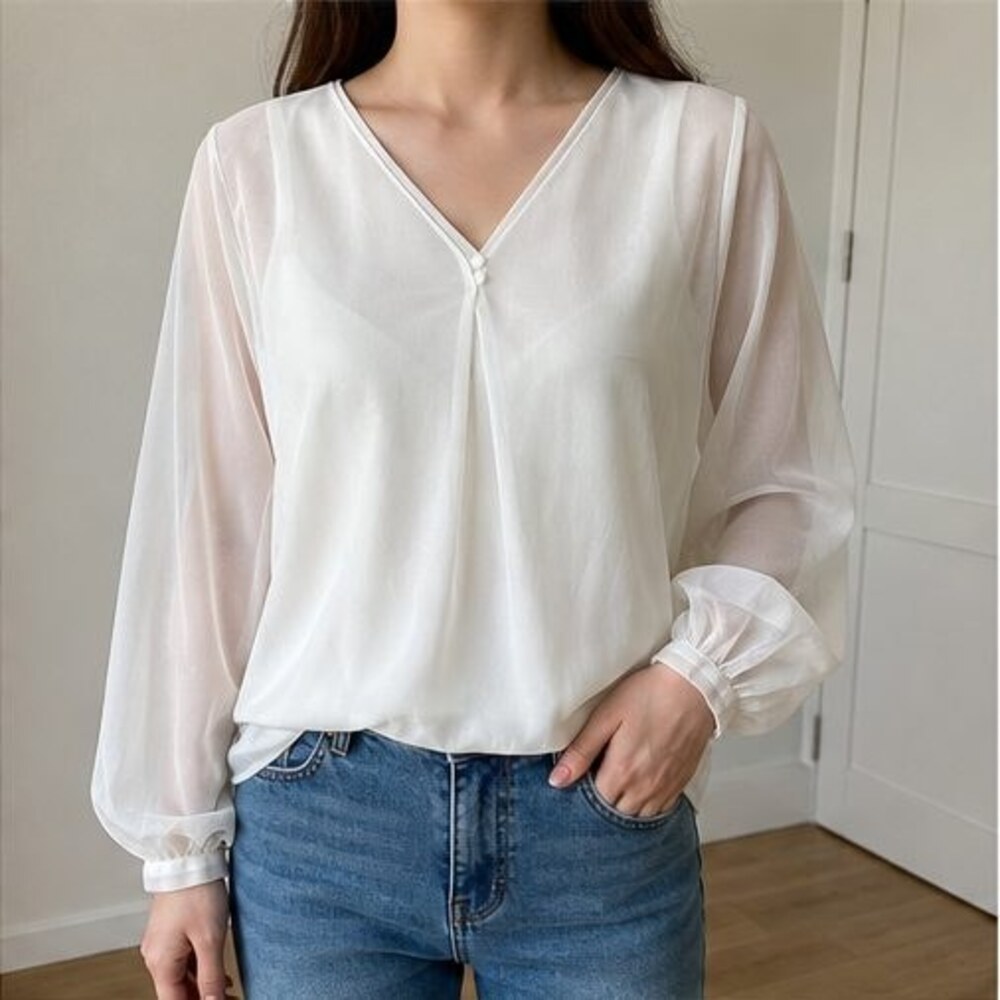 Ivory V Neck Top - Picture 2 of 6